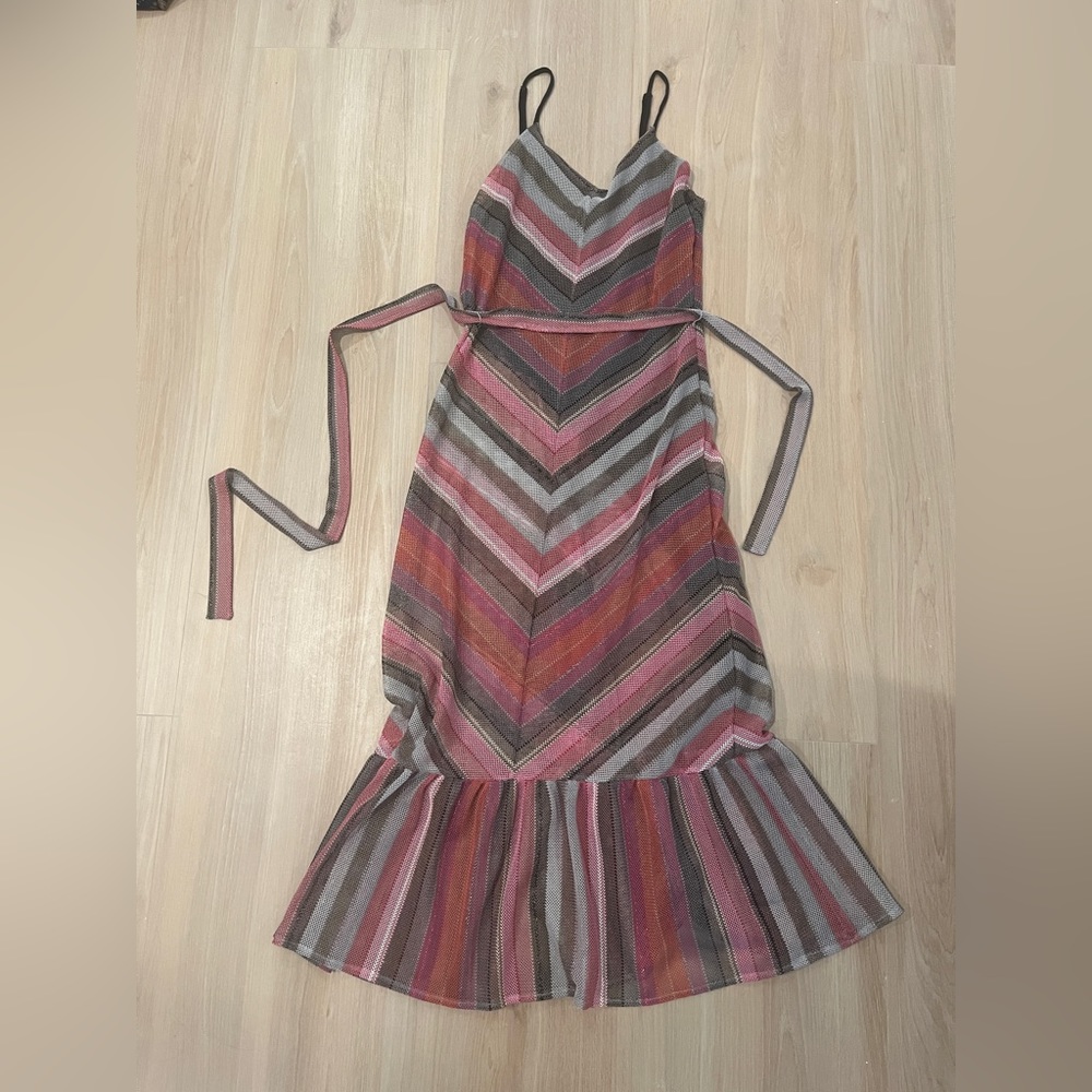 Pink black and silver maxi dress